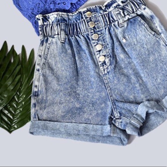 acid wash paperbag shorts